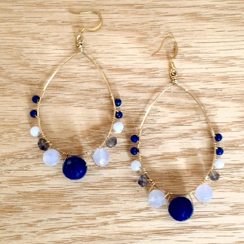 BLUE LAPIS & IOLITE MIX EARRINGS